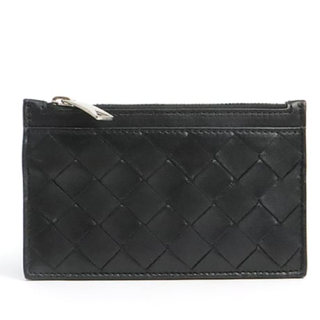 BOTTEGA VENETA Coin & Card Holder Intrecciato Leather Black # 19332