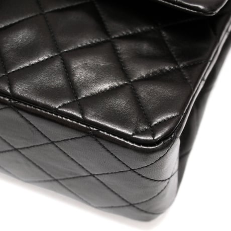 CHANEL Classic 25 Medium Double Flap Bag Quilted Lambskin Black #75011