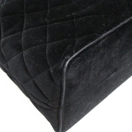 CHANEL Medallion Tote Bag Quilted Velvet Black #75017