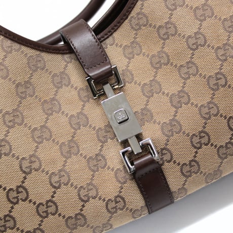 GUCCI Medium Jackie Bardot Hobo Bag GG Canvas Leather Beige #75171