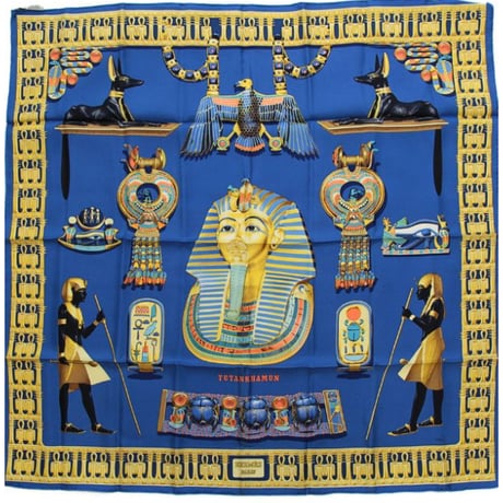 HERMES Carre 90 Silk 100% Scarf Stole "Tutankhamun" #74434