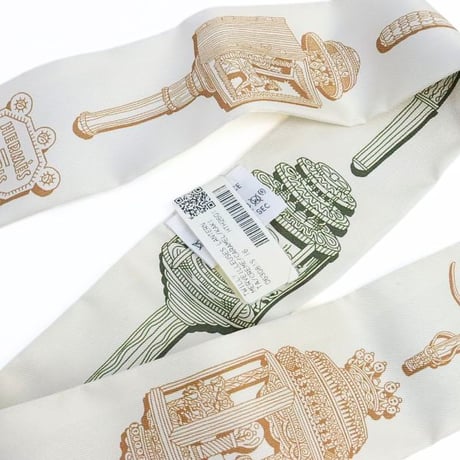 HERMES Twilly Scarf Silk Ivory #19313