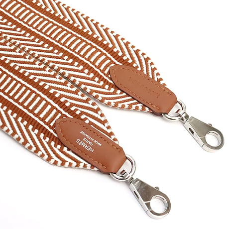 HERMES Bandouliere Sangles Caval Shoulder Strap Canvas Brown ＃18880