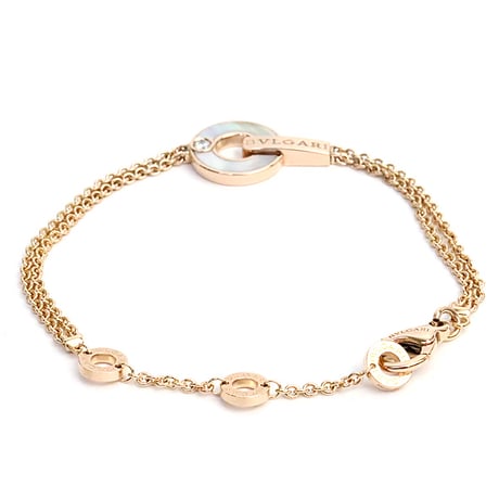 BVLGARI Openwork Bracelet 18K Pink Gold Diamond Mother-of-Pearl #17925