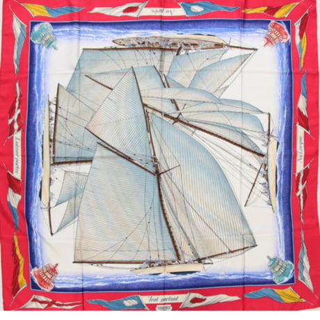 HERMES Carre 90 Silk 100% Scarf Stole ”Vent portant” #74076