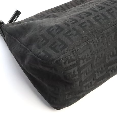 FENDI Mini Shoulder Bag Zucchino Canvas Black ＃74757