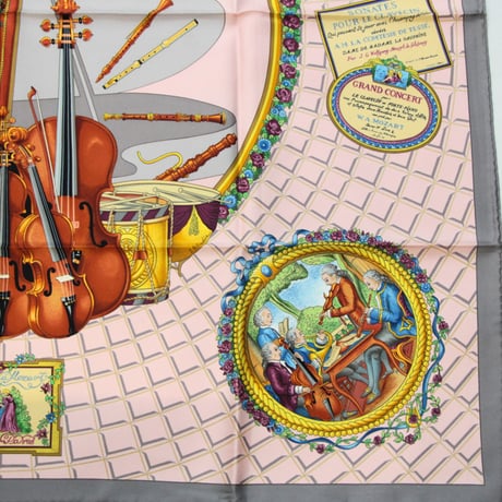 HERMES Carre 90 Silk 100% Scarf Stole ”Wolfgang Amadeus Mozart” #73805