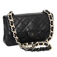 CHANEL Classic Flap Bag with Plastic Chain Quilted Leather Black #71203