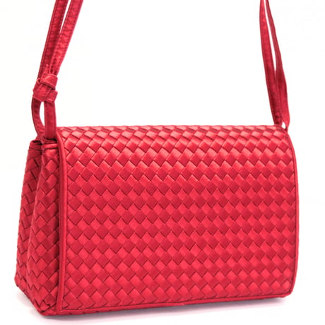 BOTTEGA VENETA Shoulder Bag Intrecciato Satin Red #75288