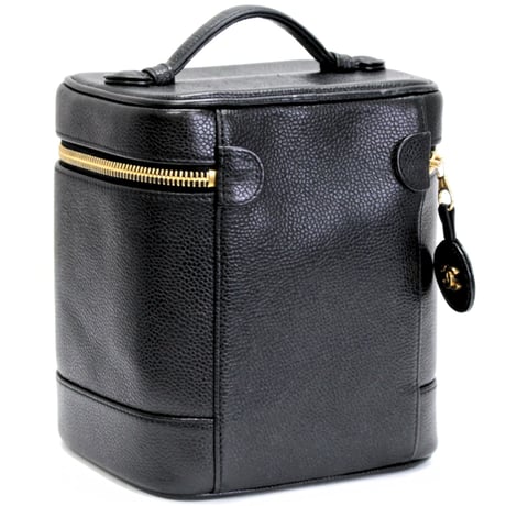 CHANEL CC Logo Vanity Bag Caviar Black #74788