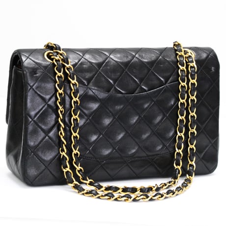 CHANEL Classic 25 Medium Double Flap Bag Quilted Lambskin Black #75012