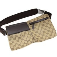 GUCCI Belt Bag GG Canvas Brown #74042