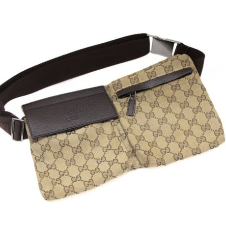 GUCCI Belt Bag GG Canvas Brown #74042