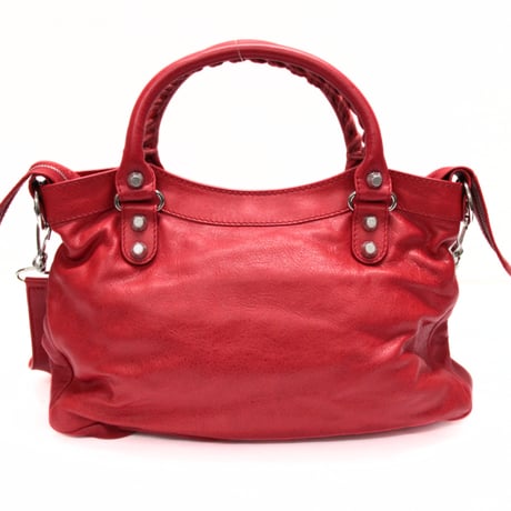 BALENCIAGA Giant Town Shoulder Bag Leather Red ＃74668