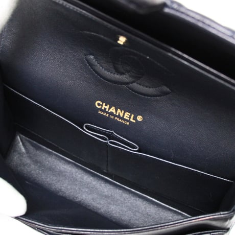 CHANEL Classic 25 Medium Double Flap Bag Quilted Lambskin Navy #74954