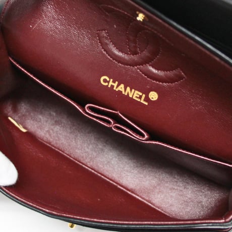 CHANEL Classic 23 Small Double Flap Bag Quilted Lambskin Black #75223