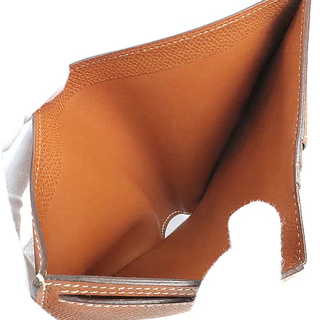 HERMES Bearn Compact Wallet Epsom Leather Cognac #19413