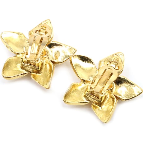 CHANEL CC Logo Star Motif Clip-on Earrings Gold-toned 96P ＃17899