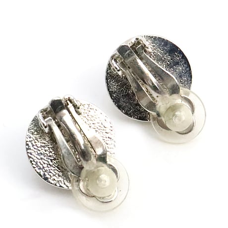CHANEL CC Logo Round Clip-On Earrings Faux Pearl Silver-toned 00A  #19210