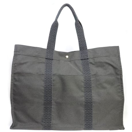 HERMES Herline TGM Tote Bag Canvas Gray #19369
