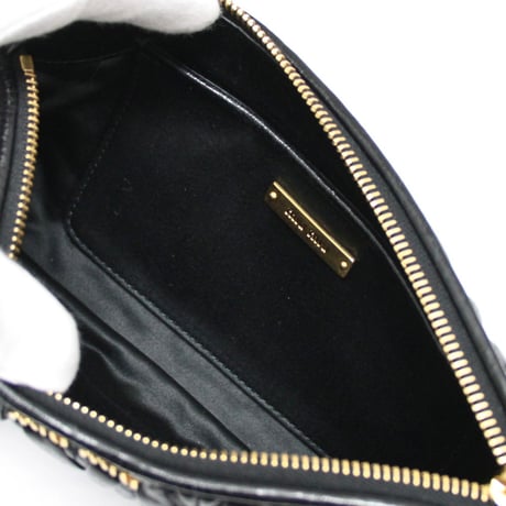Miu Miu Matelasse Wrislet Clutch Bag Leather Black #74638