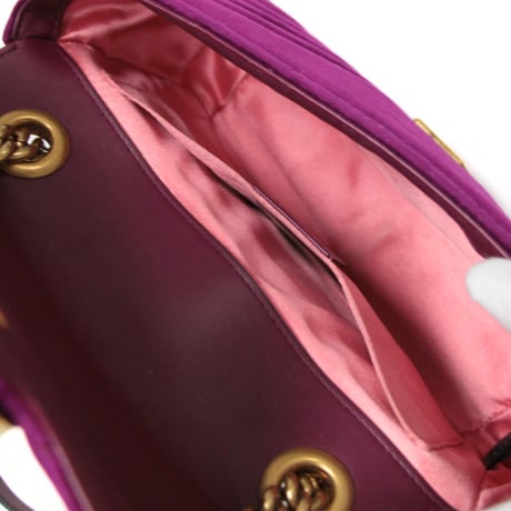 GUCCI Small GG Marmont Flap Bag Quilted Velvet Purple  #74315