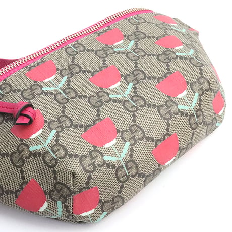 GUCCI Children's Belt Bag Floral Print GG Canvas Beige #19136