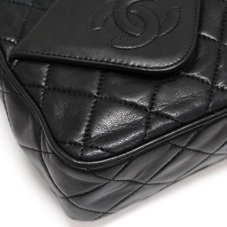 CHANEL Camera Bag with Fringe Charm Quilted Lambskin Black #74964