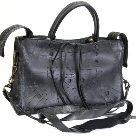 BALENCIAGA Blackout Graffiti City Shoulder Bag Leather #74568