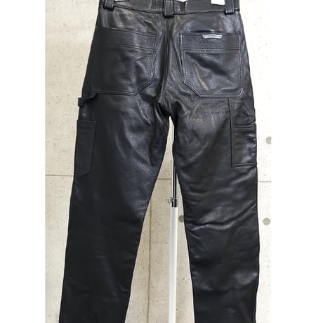 Chrome Hearts Carpenter Double Knee Leather Pants Black #31078