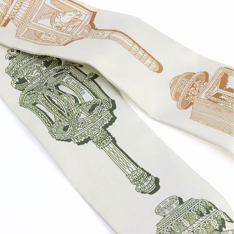 HERMES Twilly Scarf Silk Ivory #19313