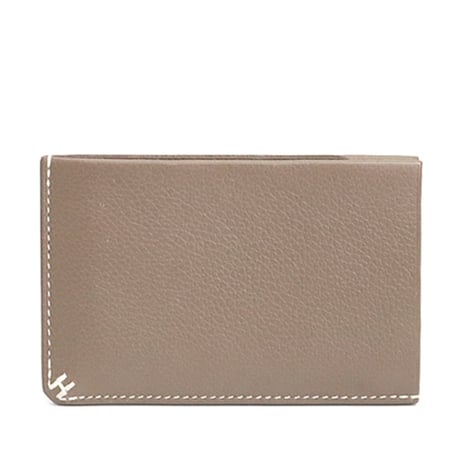 HERMES H Sellier Card Holder Evercolor Leather Etoupe #18813