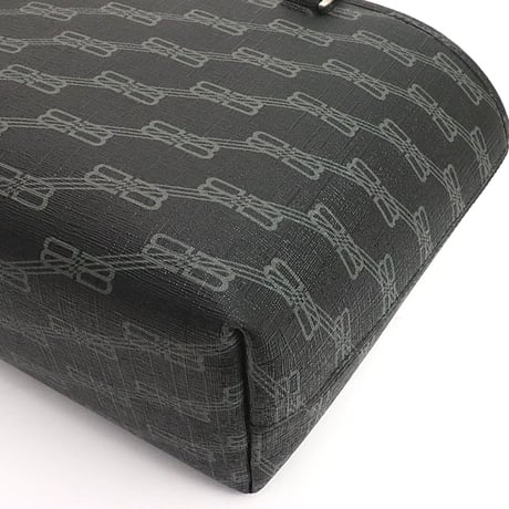 BALENCIAGA Small Signature Shopper Tote Bag BB Monogram Coated Canvas Black #18523