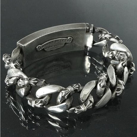 Chrome Hearts Fancy Link Floral Cross ID Bracelet 11 Links #103370