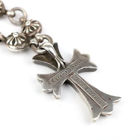 Chrome Hearts Small CH Cross 1P Diamond Pendant with Cross Ball Necklace 20Inches #103605
