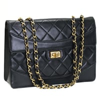CHANEL 2.55 Vintage Reissue Flap Bag Quilted Lambskin Black #71928