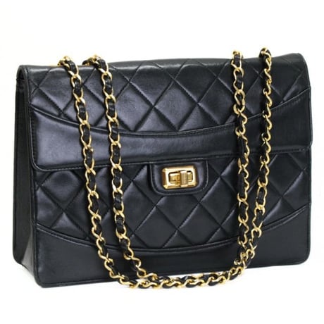 CHANEL 2.55 Vintage Reissue Flap Bag Quilted Lambskin Black #71928