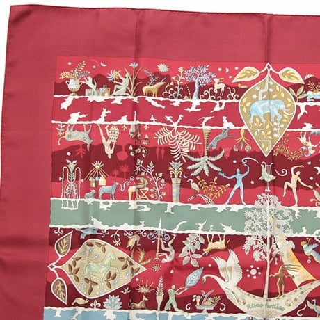 HERMES Carre 90 Silk 100% Scarf Stole ”River fertiles" #74427