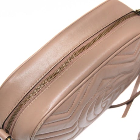 GUCCI GG Marmont Camera Bag Quilted Leather Pink Beige #73065
