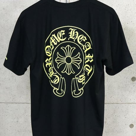 Chrome Hearts Brand New CH Horseshoe Print T-Shirt Black & Yellow #103647