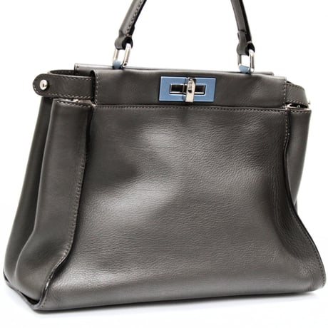 FENDI Medium Peekaboo Handbag Leather Gray ＃75050