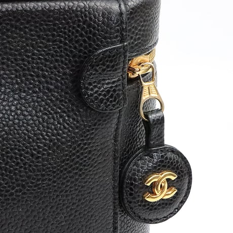 CHANEL CC Logo Vanity Bag Caviar Black #19155
