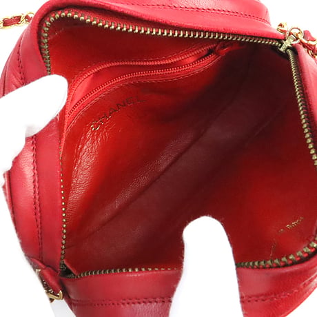 CHANEL Oval Camera Bag with Tassel Charm Lambskin Red #75238