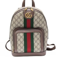 GUCCI Small Ophidia Backpack GG Supreme Canvas Leather Beige #73285