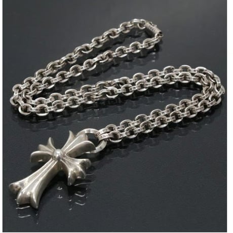 Chrome Hearts Small CH Cross Pendant with Paper Chain Necklace #30606