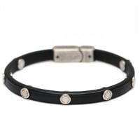 Louis Vuitton Flower Edge Stud Bracelet Leather Black M8836E #73498