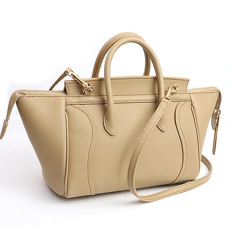 CELINE Small New Luggage Handbag Grained Calf Leather Beige #19288