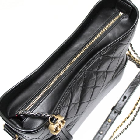CHANEL Medium Gabrielle Hobo Bag Quilted Aged Calfskin Black #73879