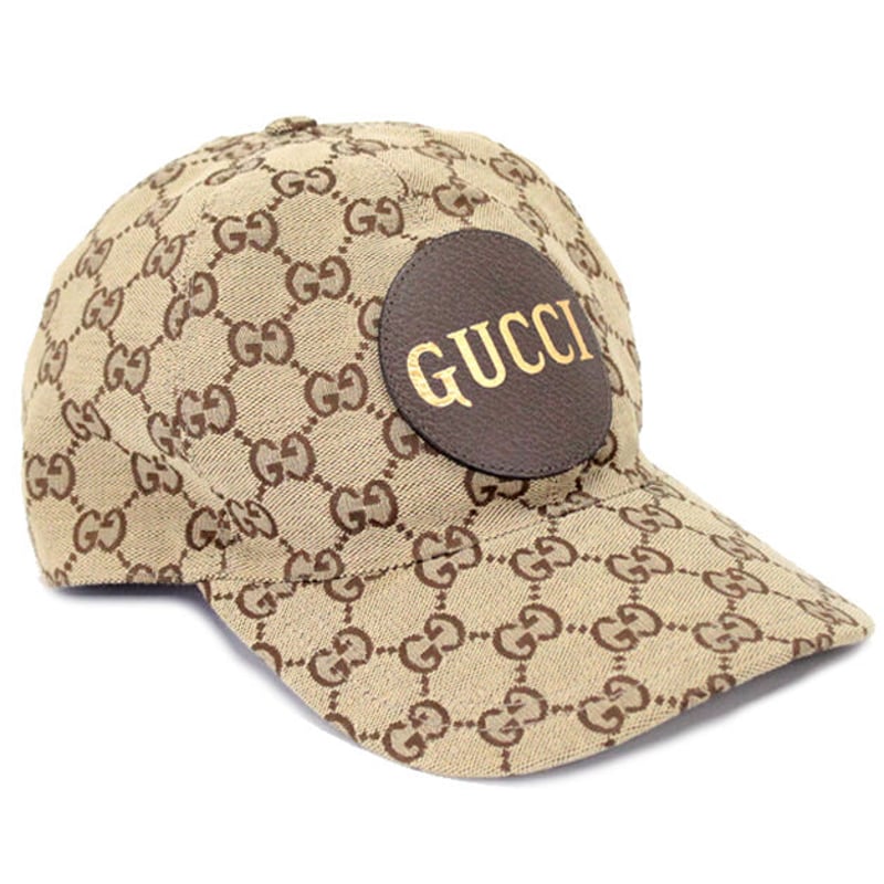 GUCCI Logo Leather & GG Canvas Baseball Cap Hat...