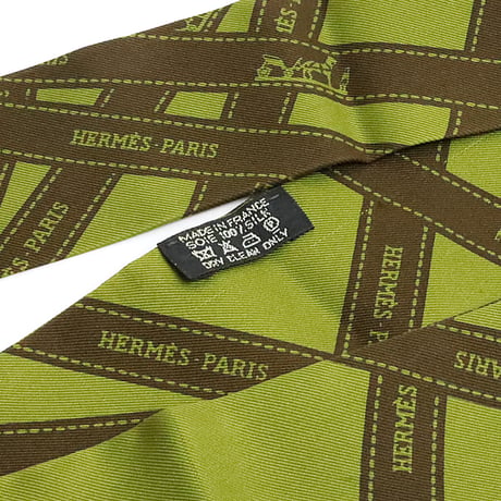 HERMES Twilly Scarf Silk Bolduc Green #19189